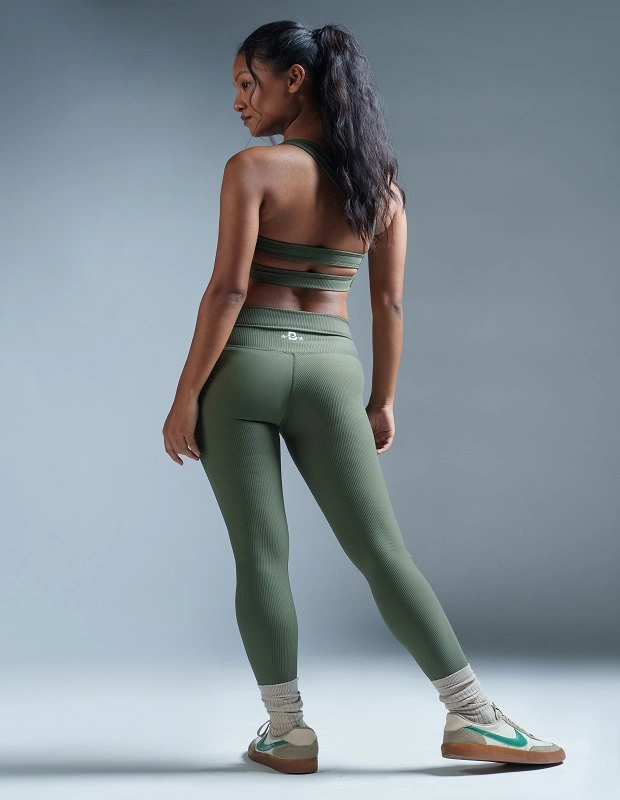 Olive Green Wrap Waistband Leggings